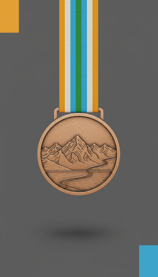 Official finisher's medal with branded ribbon